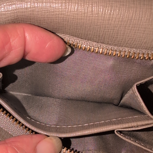 Furla Taupe Textured Leather Fold Wallet with Gold Logo - Picture 7 of 12